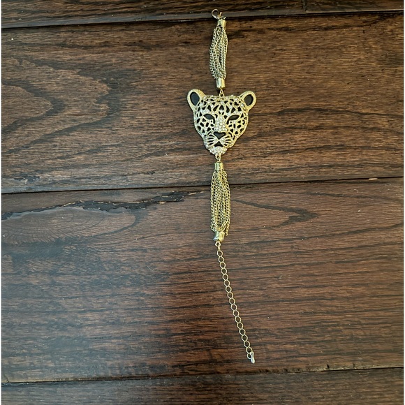 Leopard Bracelet, Rhinestones, Gold, Never Worn - Picture 2 of 2